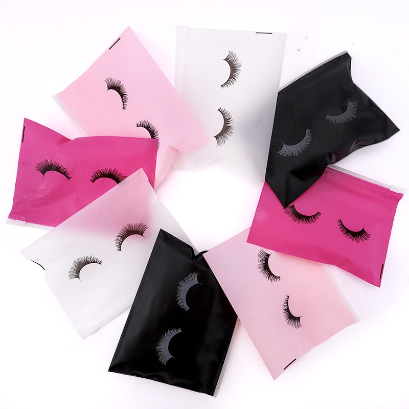 20 / 50 / 100 Pcs Tas Pouch Bulu Mata Kosong Dengan Ritsleting Untuk Makeup