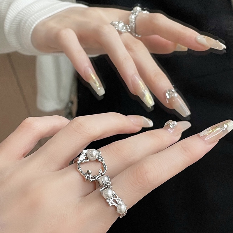 Cincin Model Terbuka Aksen Mutiara Gaya Korea