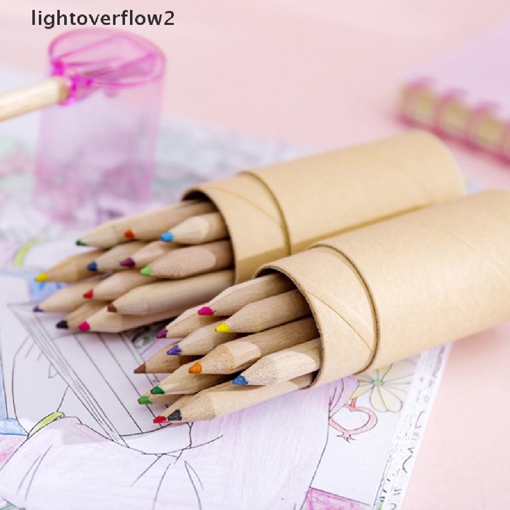 (lightoverflow2) 1pc Rautan Pensil 12 Warna Bahan Kertas Kraft