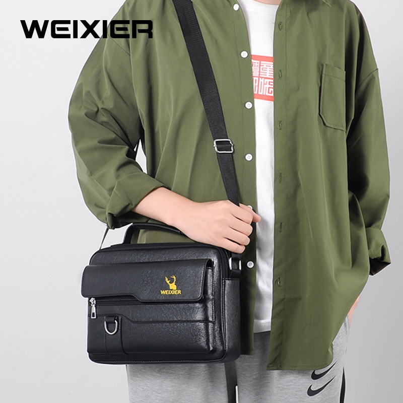 WEIXIER D255 Tas Selempang Pria Kulit Sling Bag Anti Air WK-SBY