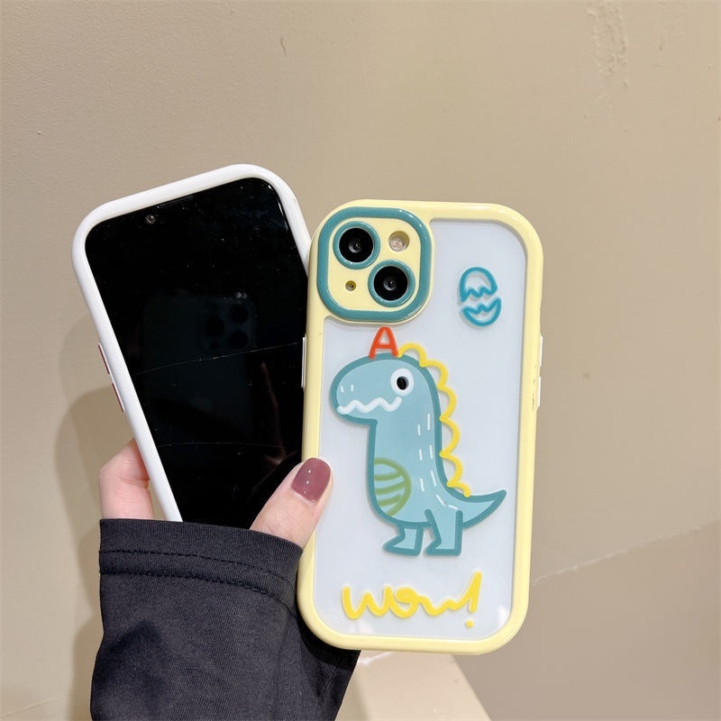 Soft Case Silikon Transparan Motif Print Dinosaurus &amp; Kelinci Untuk IPhone 12 13 14 11 Pro Max X Xs Max Xr Ggdf