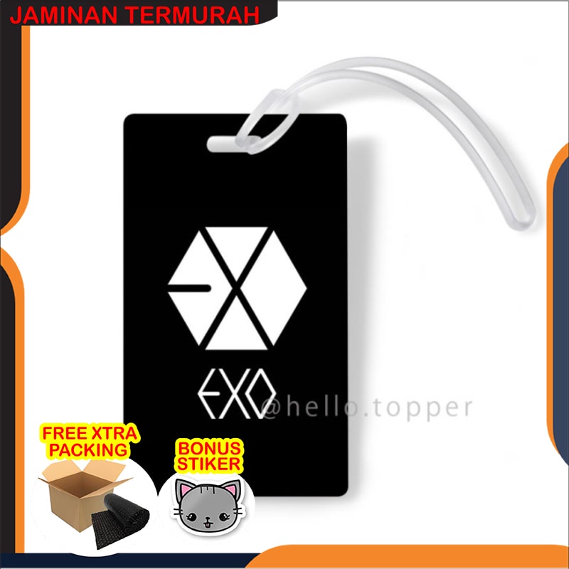 Terlaris EXO LUGGAGE TAG / EXO KPOP/ ASESORIS KPOP / GANTUNGAN KUNCI KPOP - 5cm x 4 cm Keren