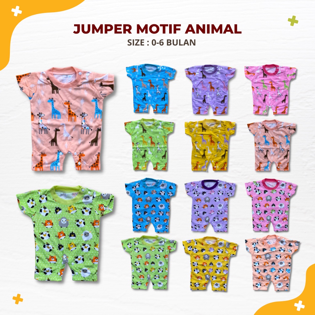 Jumper Bayi Newborn Lengan Pendek Jumpsuit Hansop Katun 0-6 Bulan