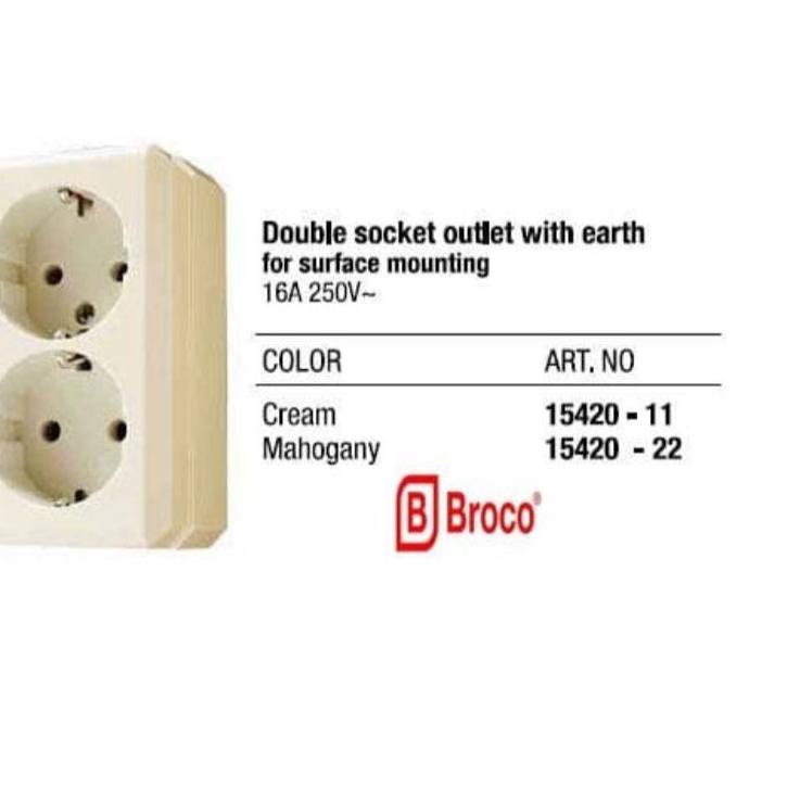 IdEe3E8--Stop Kontak Broco 2 Lubang / Stop Kontak Broco Double New Gee OB - 15420