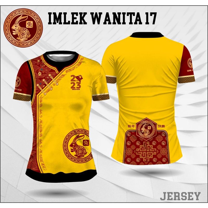 Jersey Cheongsam Wanita Imlek 2023 Baju Atasan Wanita Kaos Tahun Baru Cina