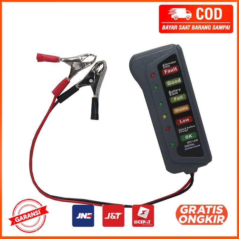 Tester Baterai Digital Diagnostik Mobil 12V 6 LED AHX009