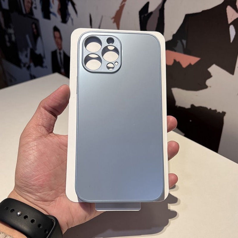 Hard Case Kaca Buram Logo Tahan Sidik Jari Untuk iPhone 14 13 12 Pro Max