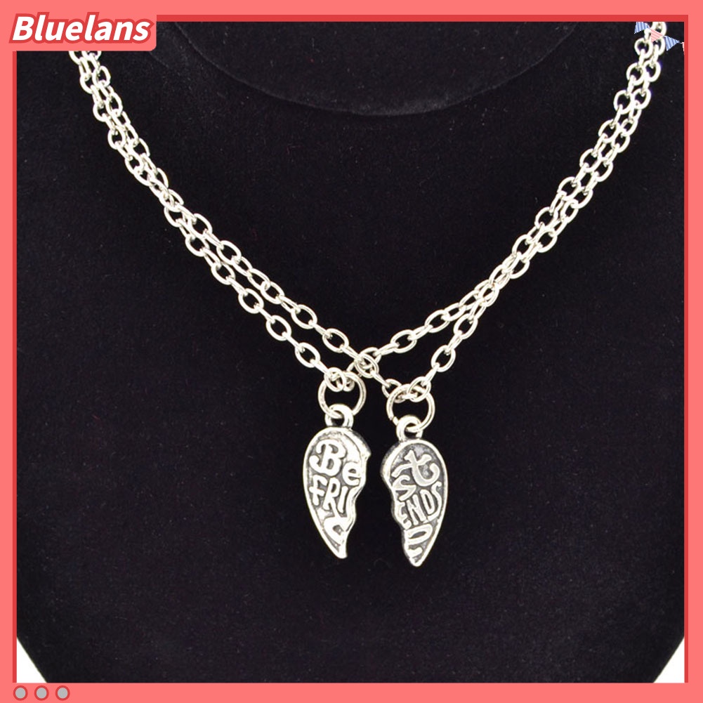 Bluelans 2 Pcs Fashion Best Friends Love Heart Pendant Couple Chain Necklace Jewelry Gift