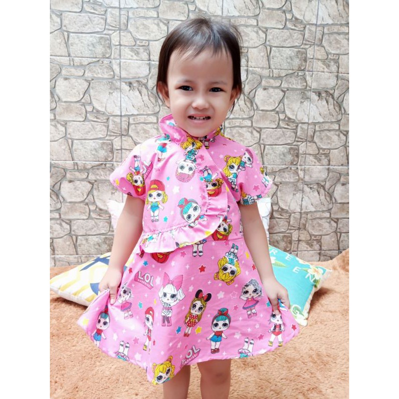 Dress Anak Perempuan Model Renda dan Letbong Karakter Random