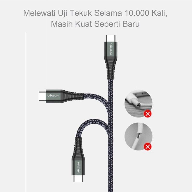 (VROFFSTORE) Vivan Kabel Data KPD-100S KPD100S Data Cable Type-C To Type-C 60W PD C to C C ke C Quick Charge Original Resmi