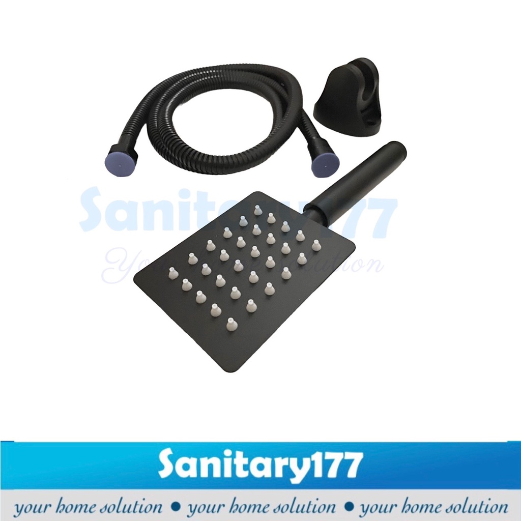 Shower mandi stainless KOTAK HITAM 15B-handshower semprotan air segiempat stenles black matte