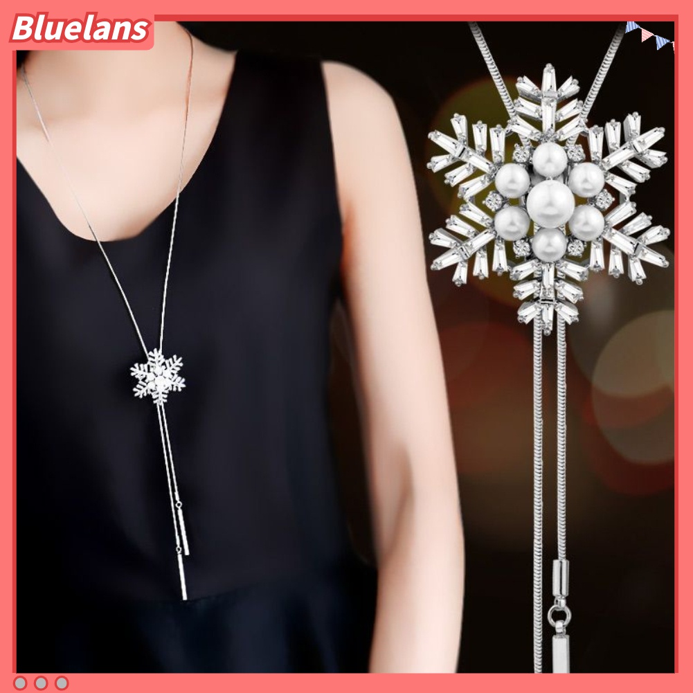 Kalung Rantai Liontin Mutiara Berlian Imitasi Gaya Elegan Untuk Wanita