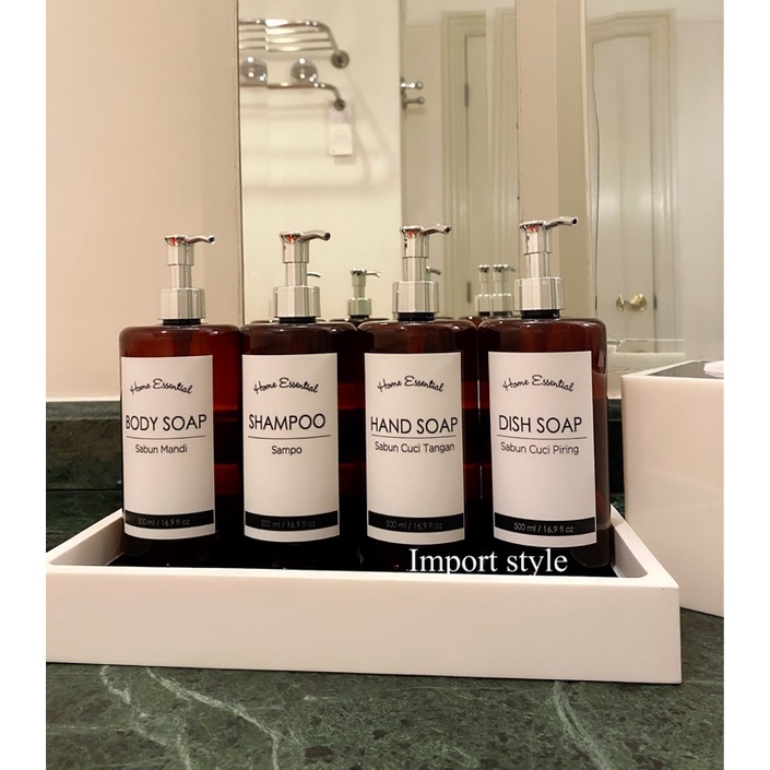 botol COKLAT EXCLUSIVE 500ml STIKER KOTAK TULISAN  . aesthetic bottle minimalist refill tempat sabun cair label estetik bathroom and kitchen