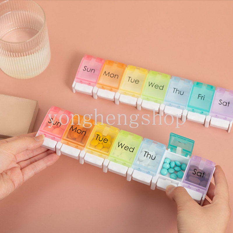 Kotak Penyimpanan Obat Pil / Tablet 7 Hari Model Tekan Portable Untuk Travel