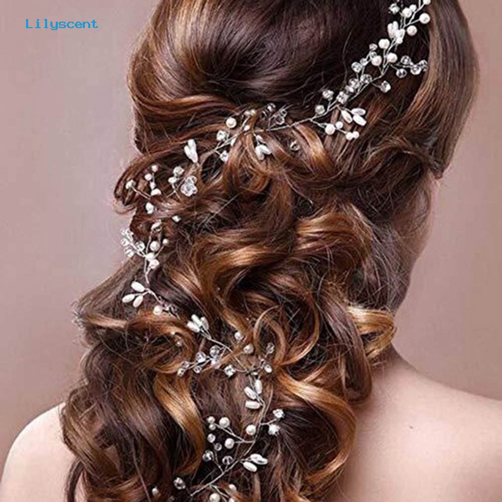 Headband Rajutan Tangan Aksen Mutiara Tiruan Untuk Aksesoris Rambut Pengantin Pernikahan