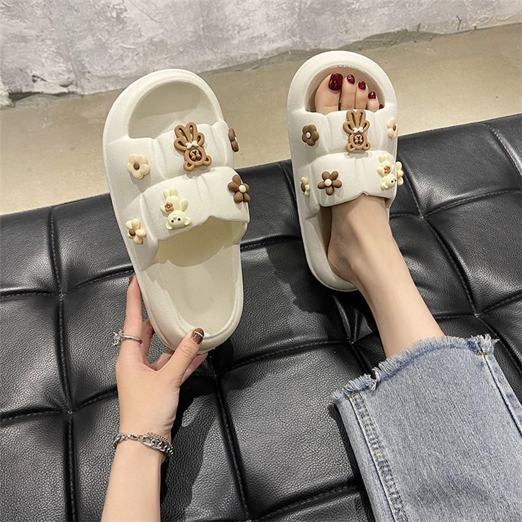 FY Sandal Slop Jelly Wanita Motif Teddy Bear Soft Slipper Anti Slip Elastic