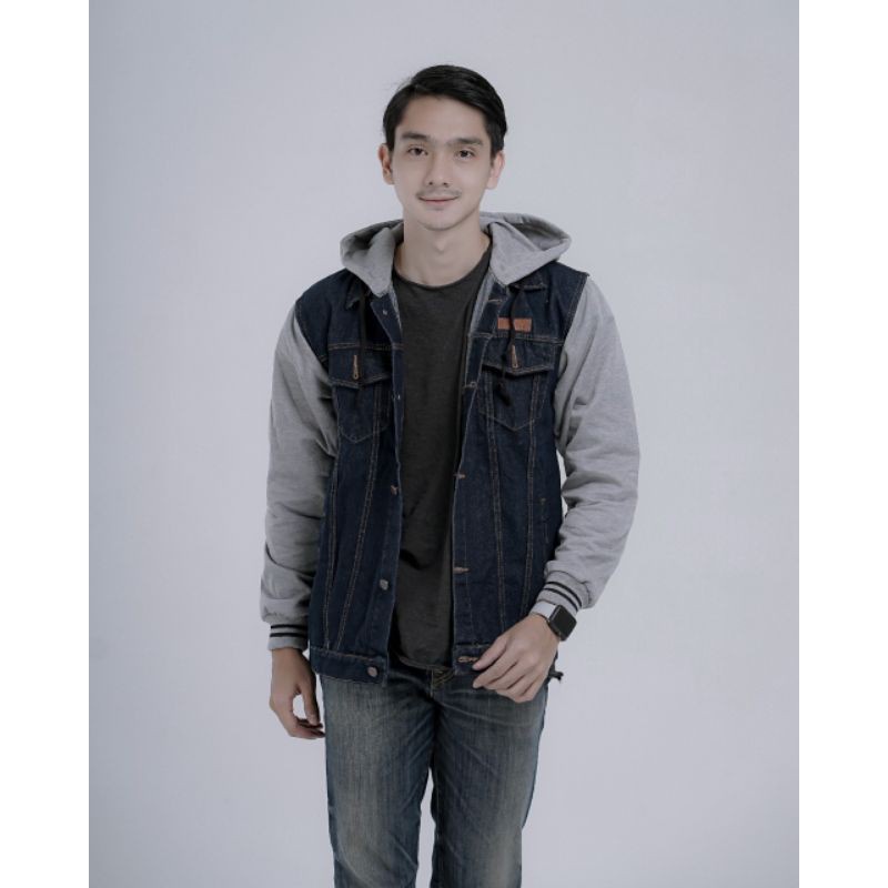 Jaket Jeans Pria Hoodie Denim Boy