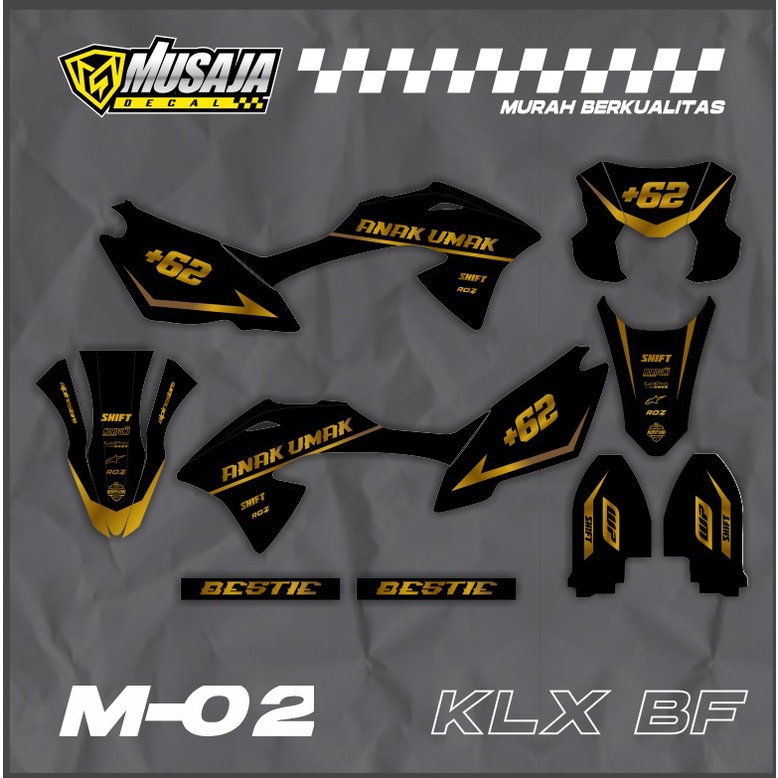 Decal KLX Old & New Hitam Gold - Striping dekal kawasai klx