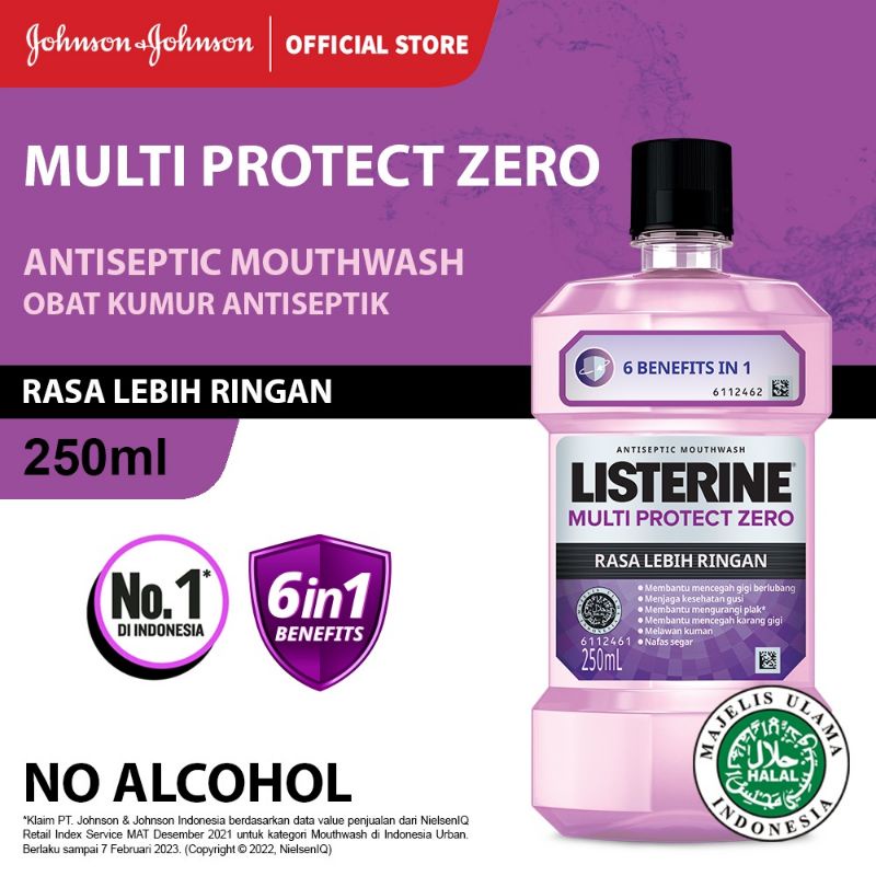 LISTERINE Multi Protect Zero Antiseptic Mouthwash / Obat Kumur Antiseptik 250 ml - No Alcohol