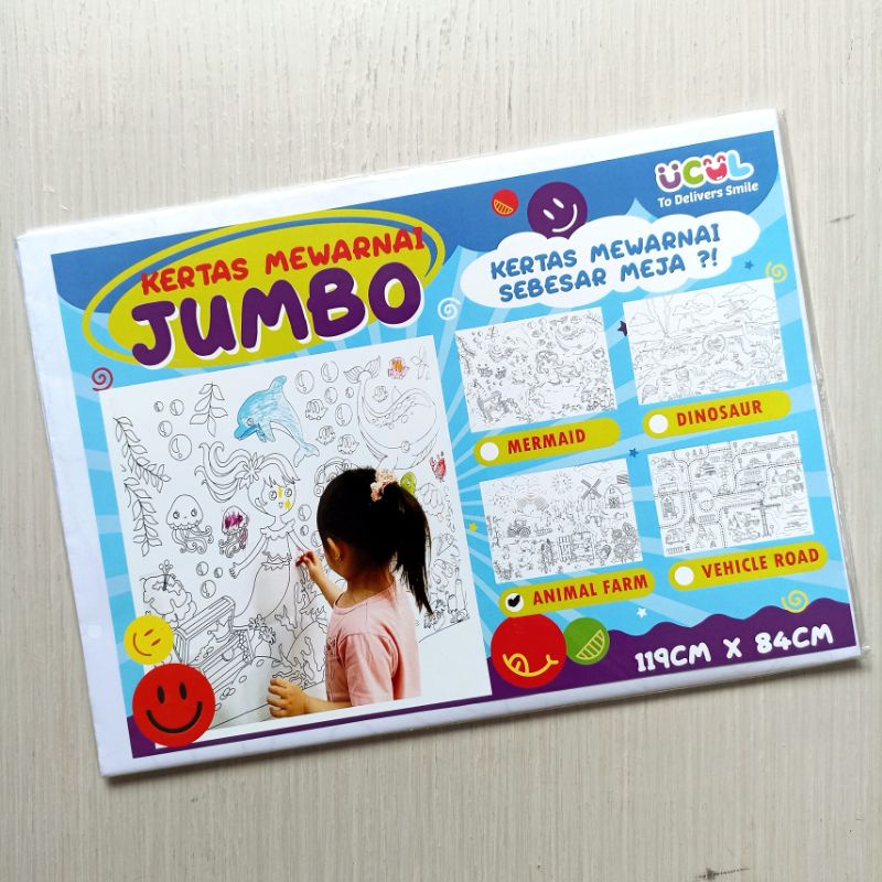 

Kertas Mewarna Jumbo Gambar Hewan Peternakan/ Mermaid/ Dino