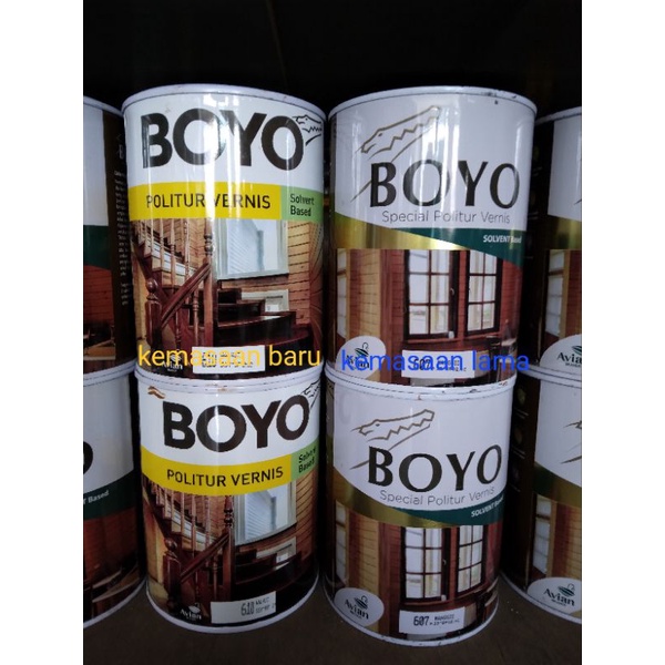 Cat kayu politur Boyo 1 liter vernis dan warna solvent base