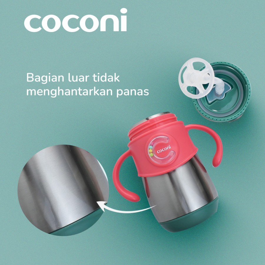 COCONI Stainless Steel Straw Bottle 240 Ml | Termos Botol Minum Anak