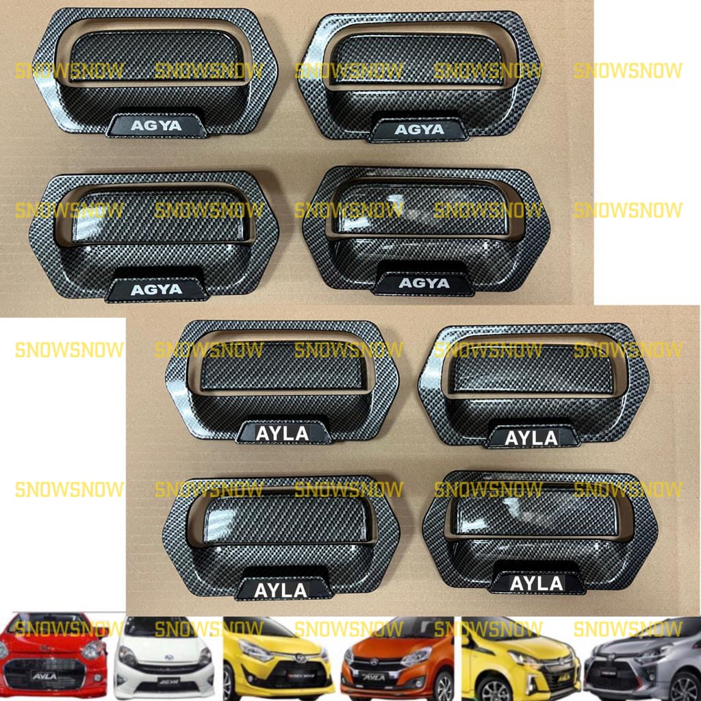 Paket Outer Handle Cover Agya Ayla 2013 2015 2017 2021 2022 2023 GR TRD Hitam Carbon