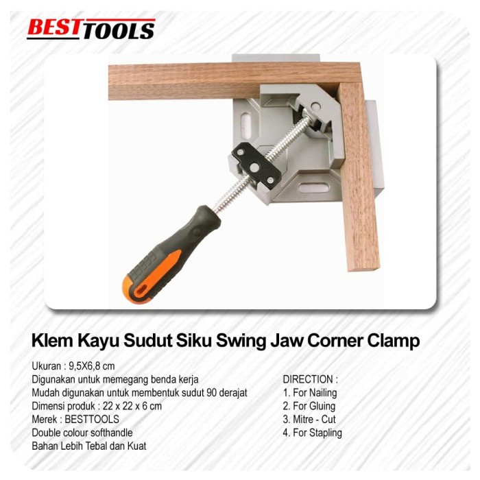 corner clamp catok klem kayu sudut siku swing jaw vise catok