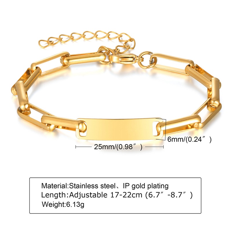 Fancyqube 1pc Gelang Rantai Bahan Titanium Steel Bentuk Oval Warna Gold Silver Untuk Pria Dan Wanita