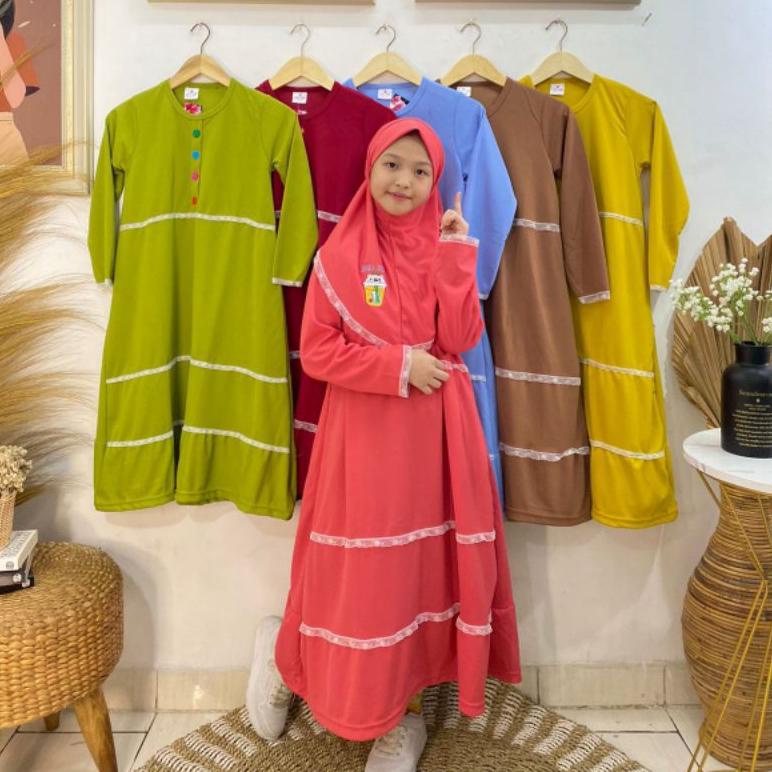 gamis anak plus hijab 6789 tahun karakter minie mouse gamis remaja baju ngaji anak gamis muslimah an