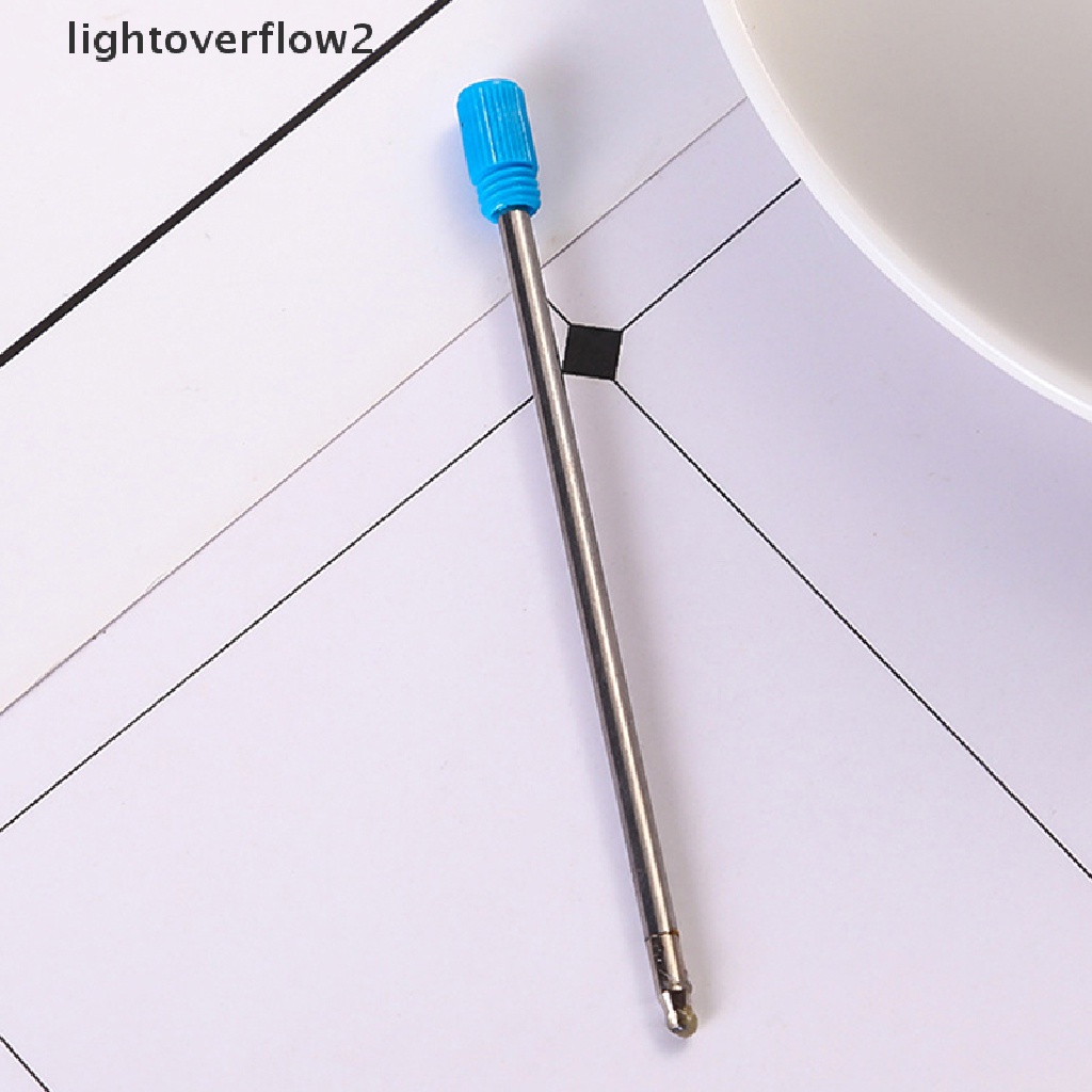 (lightoverflow2) 10pcs / Set Bolpoin Tinta Isi Ulang 7cm 0.5mm Bahan Metal Untuk Stationery Sekolah / Kantor