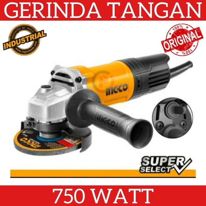 INGCO AG750282 Angle Grinder Mesin Gerinda Tangan 4 Inch 750W Industri