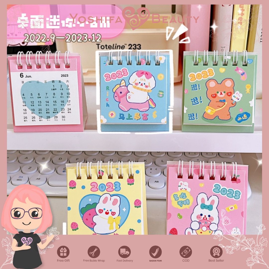 Kalender Mini Aesthetic | Kalender Meja Desk Decoration | Mini Desk Calendar 2022 - 2023