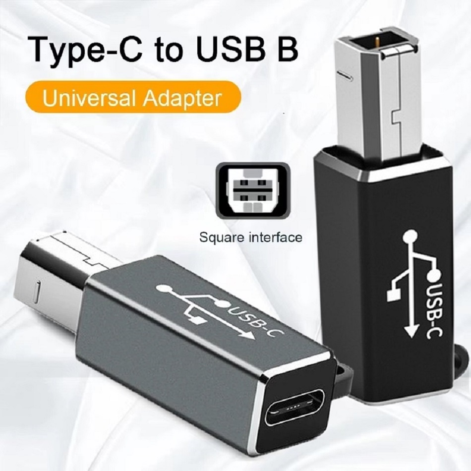 Adapter Konverter Data USB Tipe-C Female Ke USB B Male Anti Hilang Bahan Metal Untuk Printer / Drum / Organ / Piano Elektrik