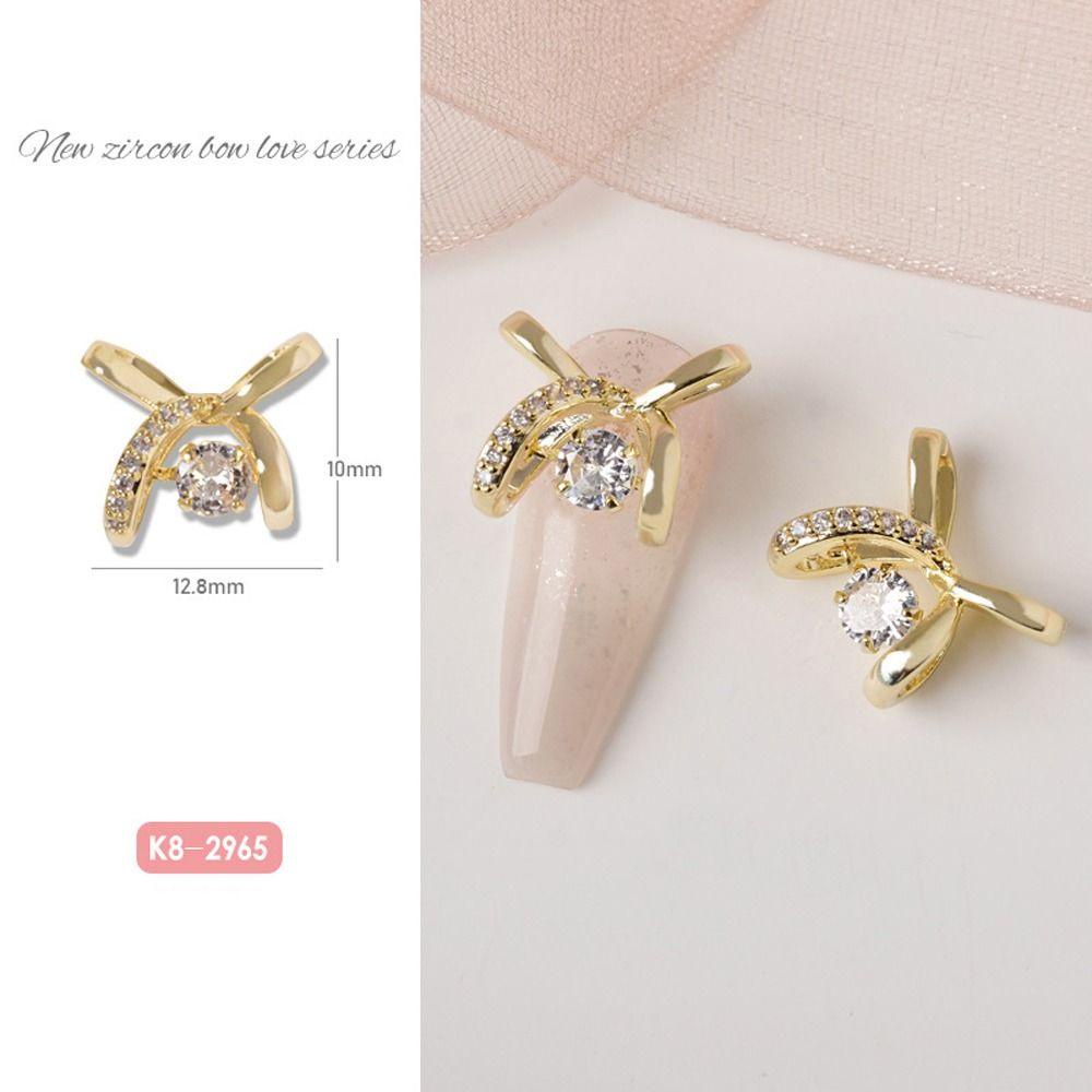Mxbeauty Manik-Manik Berlian Imitasi Bentuk Pita 3D Bahan Alloy Untuk Nail Art