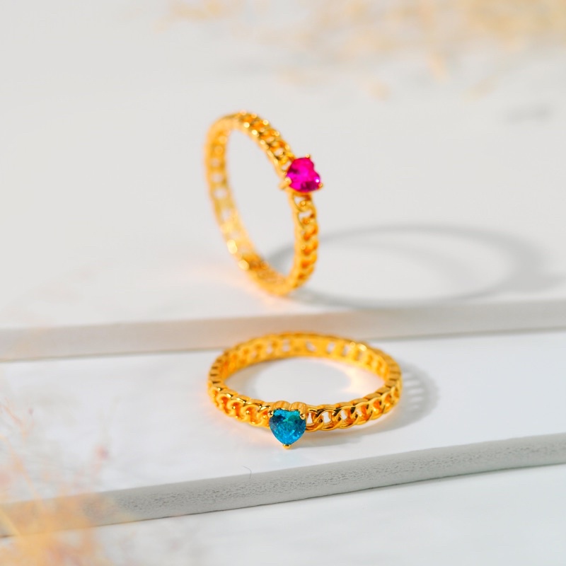 Cincin Emas Solitaire Waru Ring Rantai - Toko Emas Gadjah
