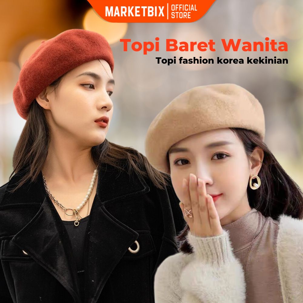 MARKETBIX Topi Baret Selebgram Kupluk Beret Hat Topi Fashion Korea