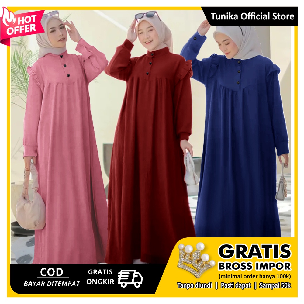 Gingin Maxy - Mangocrepe - Baju Gamis Jumbo Wanita - Dress Muslim - Gamis Dewasa - Tunika