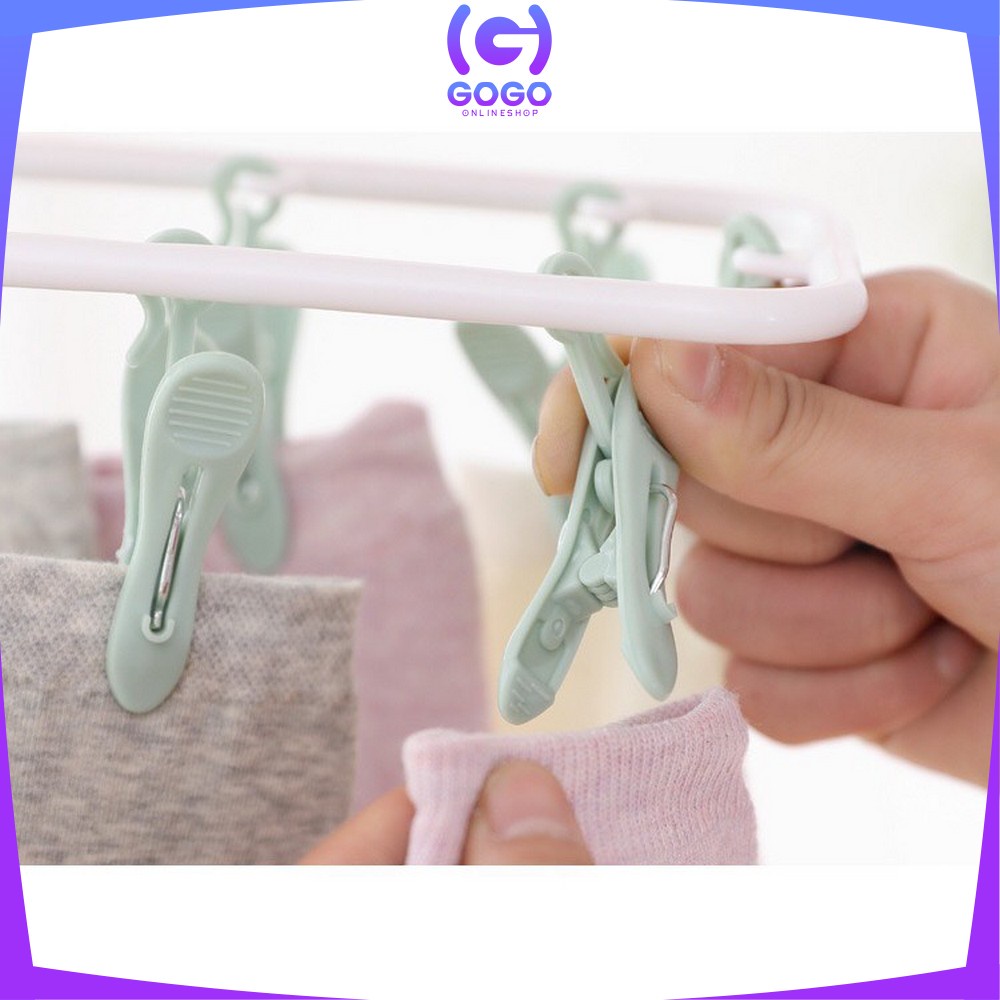 GOGO-C282 Gantungan Baju Lipat Jepitan 12IN1 / Hanger Jemuran Baju Plastik Tebal / Hanger Kaos Kaki / Gantungan Pakaian Dalam