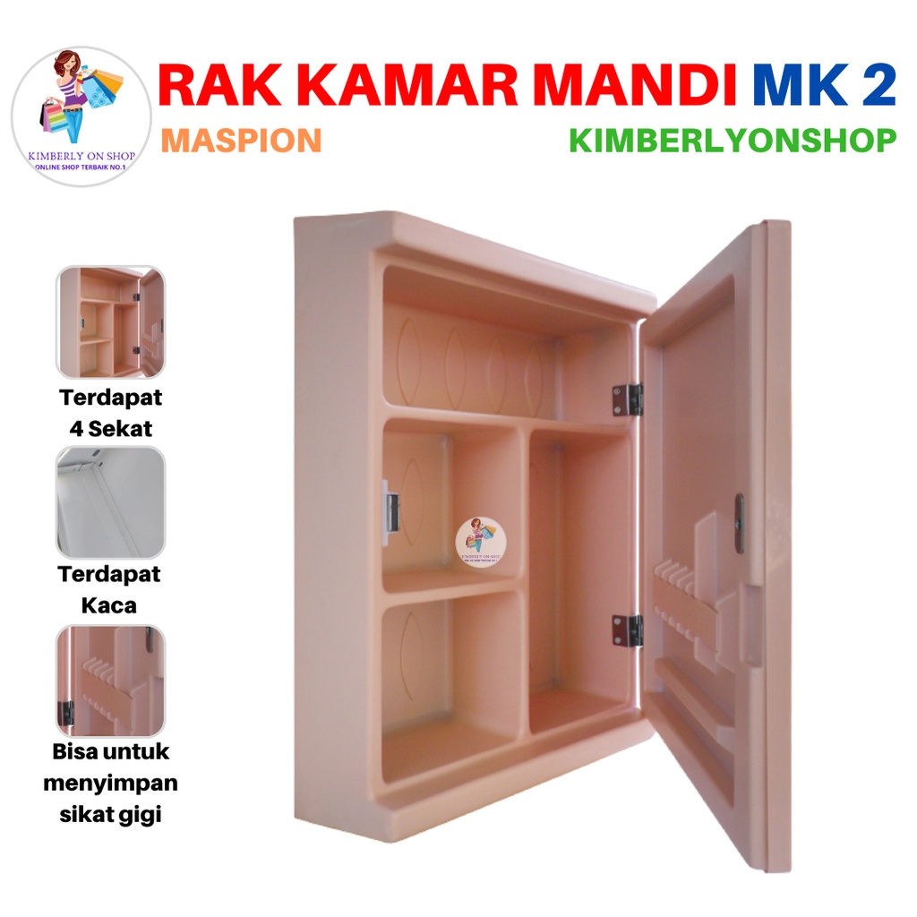 Rak Dinding Kamar Mandi Cermin Dinding Serbaguna Maspion MK 2