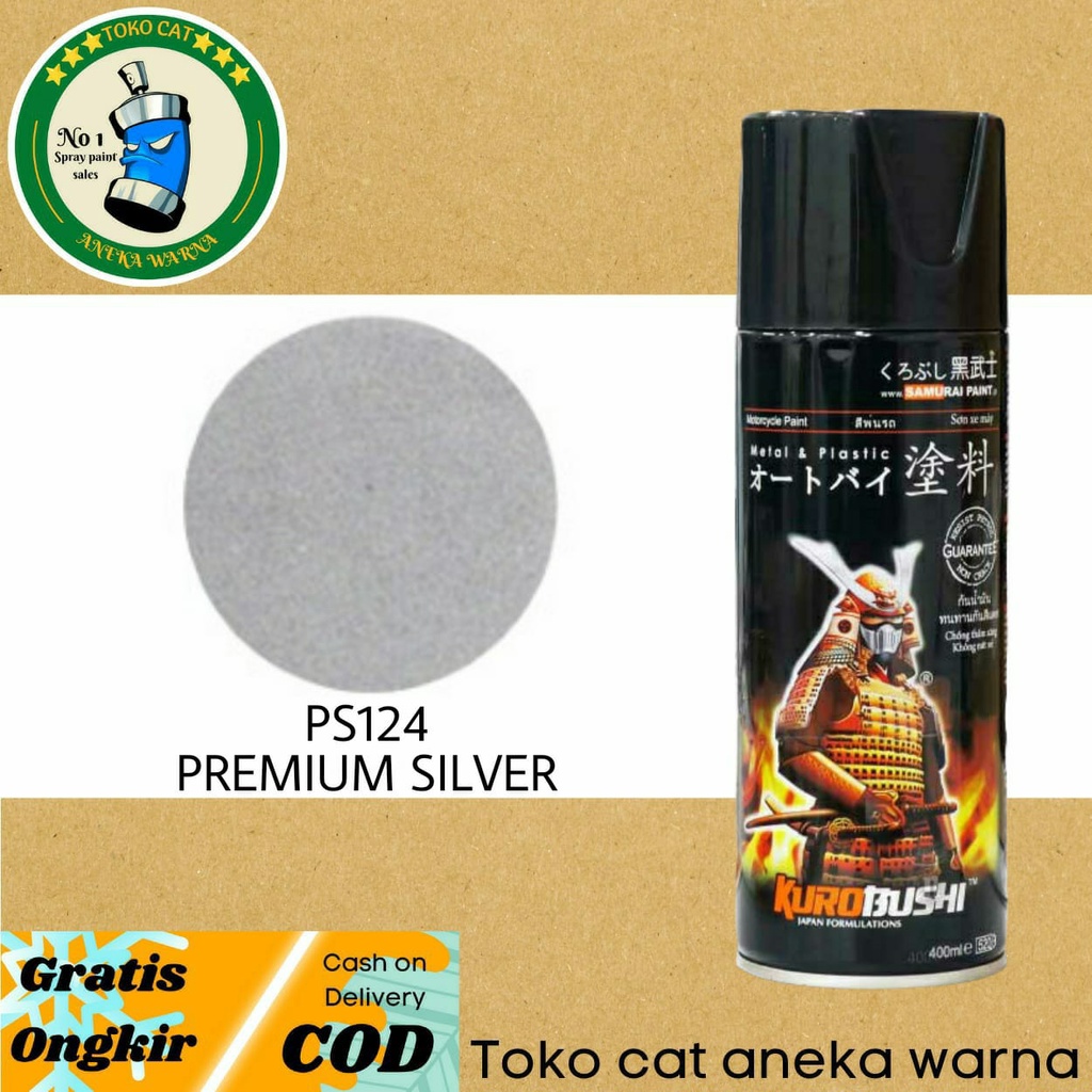 SAMURAI PAINT PS124 PREMIUM SILVER 400ml cat semprot spray paint pilox pilok untuk body motor mobil helm besi kayu plastik