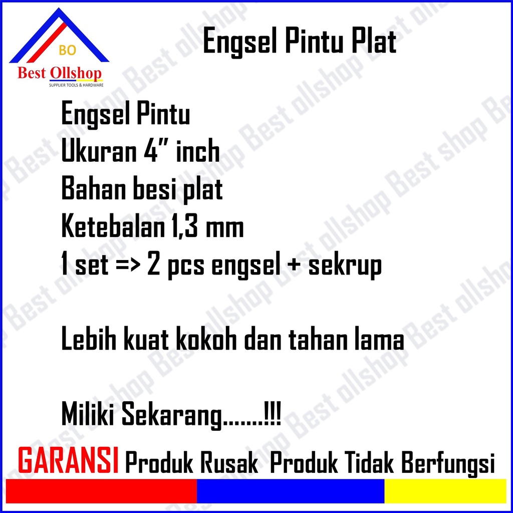 Engsel pintu plat 4 inch CP / Engsel jendela