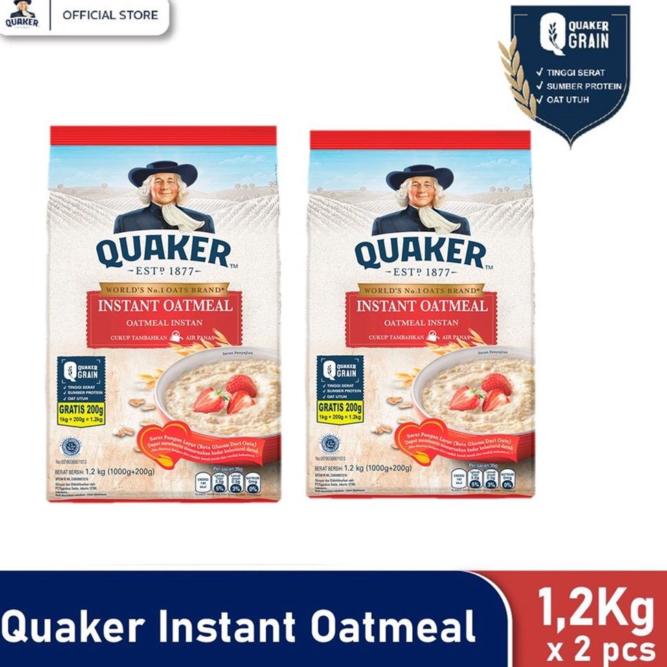 

ㆊ Quaker Instant Oatmeal 2 x 1200 gr SIAP KIRIM 4088 ♛