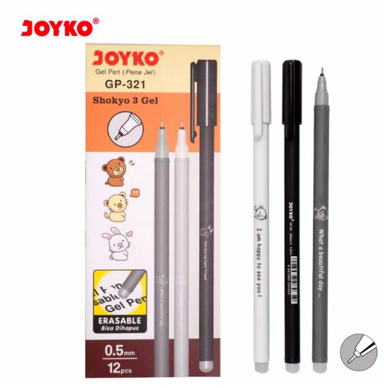 

ENISOO STORE - PULPEN BISA DIHAPUS / ERASABLE GEL PEN GP 334 / GP 321 / GP 333 JOYKO SHOKYO 3 / SHOKYO 6 / SHOKYO7 POLOS GEL 0.5 MM BOLPEN UNIK LUCU HITAM BLACK GP-321