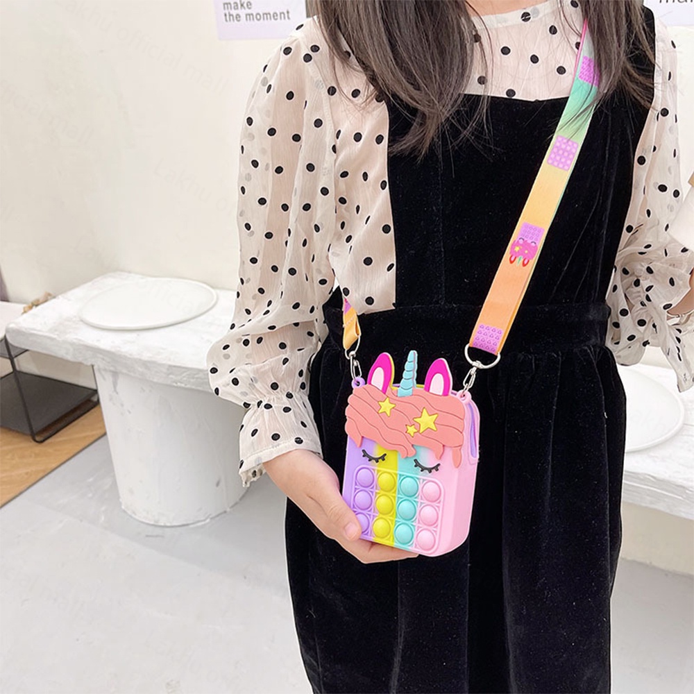 Lakhu tas anak pop it unicorn import lucu tas pop it anak perempuan