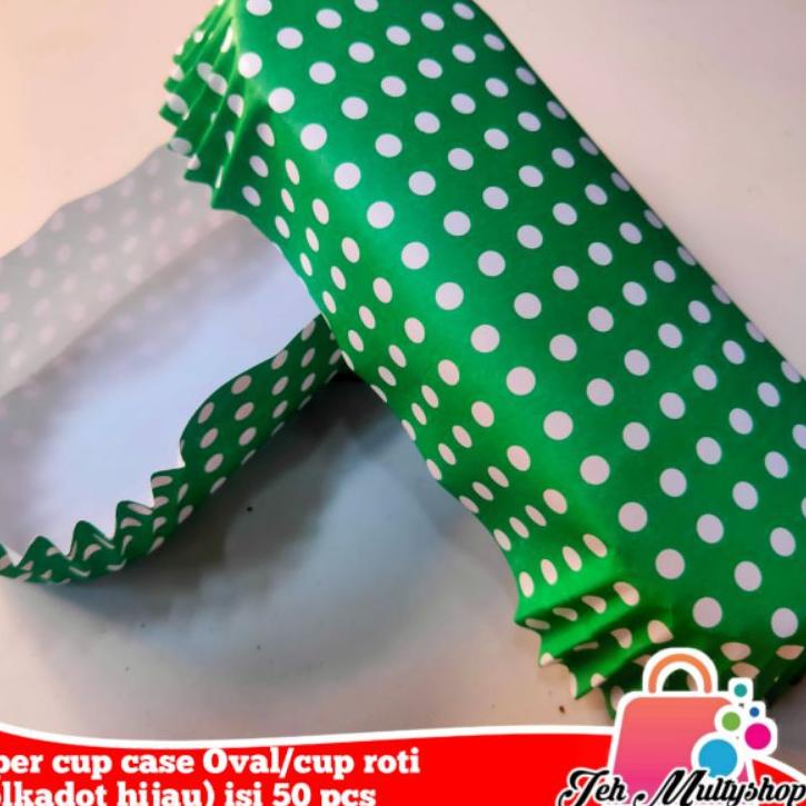 

Idh6H1t--Paper cup case Oval/cup roti (polkadot hijau) 1 roll isi 50 pcs