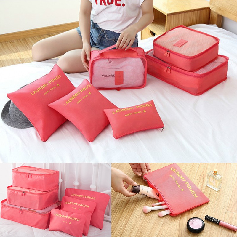 Organizer Travel Koper 6 in 1 lengkap sekat koper bepergian lengkap tempat make up Tempat Baju Tempat peralatan mandi anti kusut anti acak acak mempermudah meletakkan peralatan dan baju di koper dengan terorganisasi dan rapih