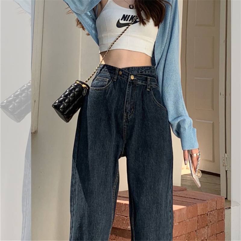 new fashion celana jeans panjang wanita /  highwaist loose murah celana jeans wanita