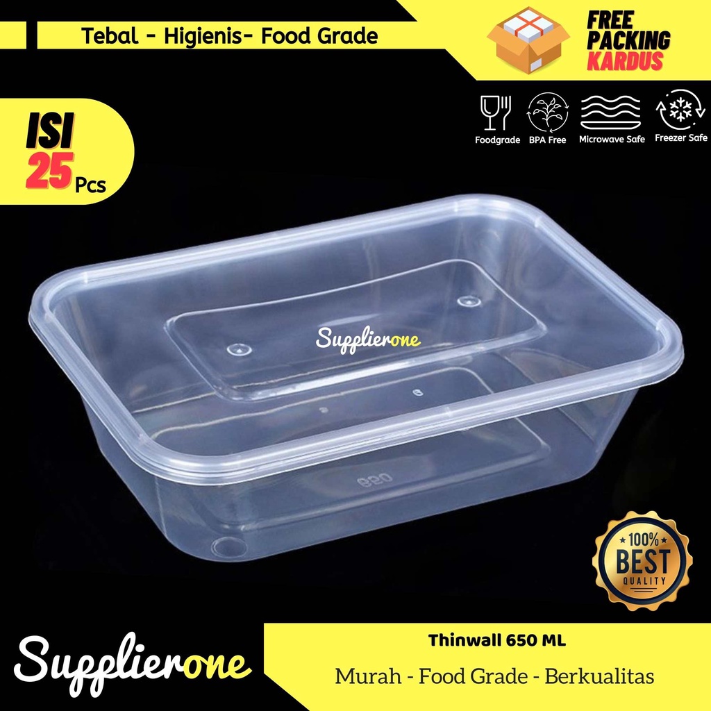 Thinwall 650 ml / Lunch Box Plastik / Wadah plastik / Kemasan makanan Plastik