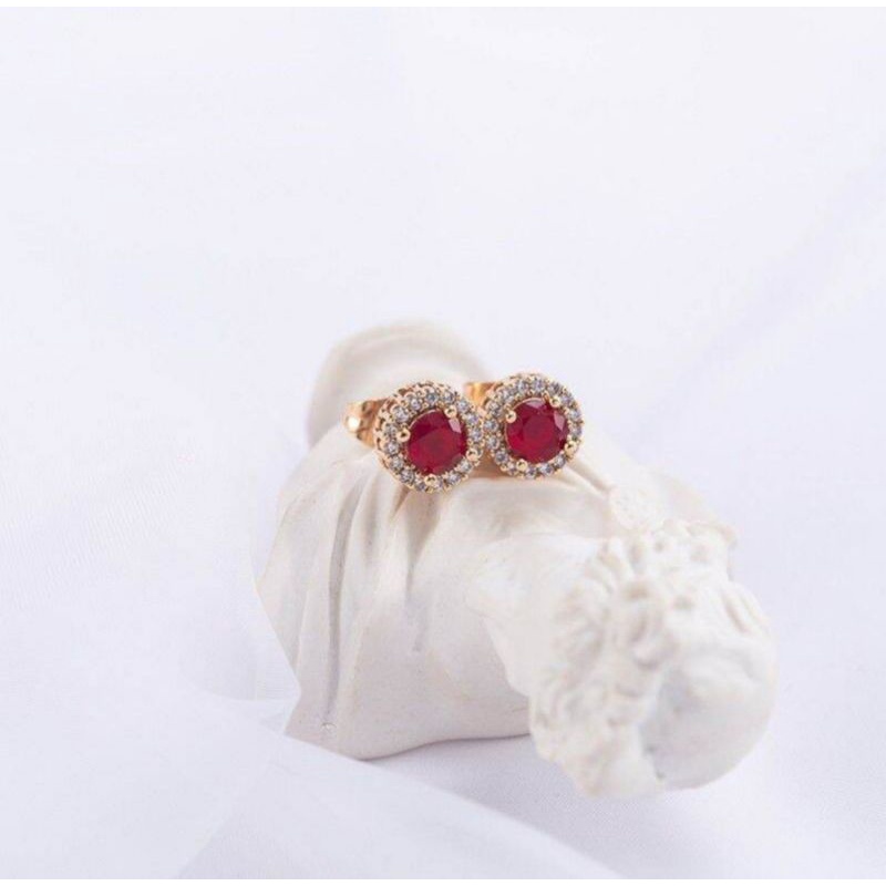 ANTING TUSUK MATA MERAH PERHIASAN ANTING WANITA DEWASA